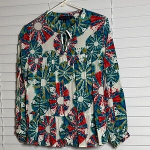 Tommy Hilfiger Red and Blue Tie-Dye Blouse